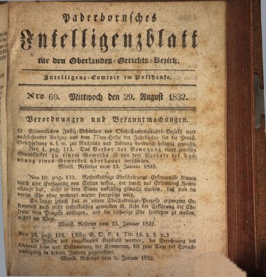 Paderbornsches Intelligenzblatt Mittwoch 29. August 1832