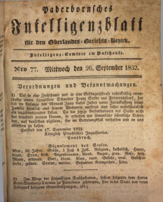 Paderbornsches Intelligenzblatt Mittwoch 26. September 1832