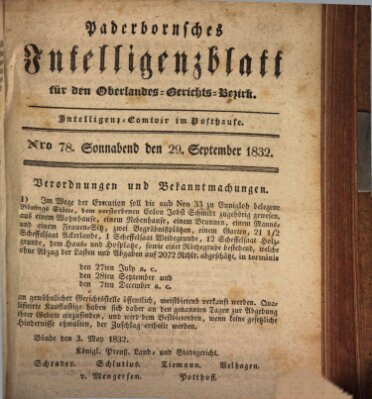 Paderbornsches Intelligenzblatt Samstag 29. September 1832