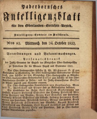 Paderbornsches Intelligenzblatt Mittwoch 24. Oktober 1832