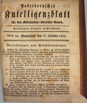 Paderbornsches Intelligenzblatt Samstag 27. Oktober 1832