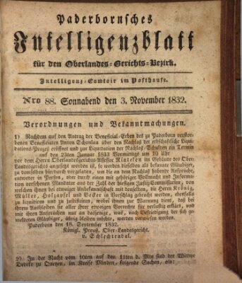 Paderbornsches Intelligenzblatt Samstag 3. November 1832