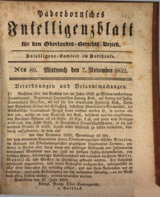 Paderbornsches Intelligenzblatt Mittwoch 7. November 1832