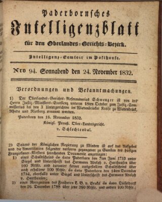 Paderbornsches Intelligenzblatt Samstag 24. November 1832