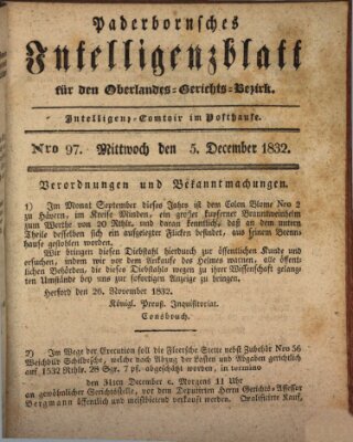 Paderbornsches Intelligenzblatt Mittwoch 5. Dezember 1832