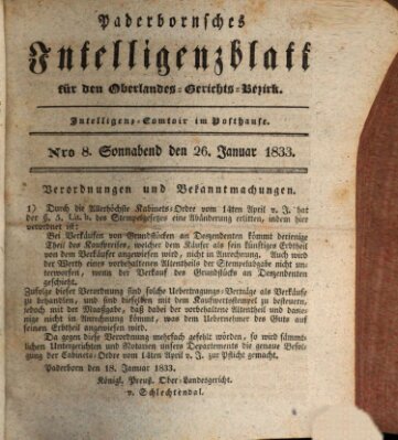 Paderbornsches Intelligenzblatt Samstag 26. Januar 1833