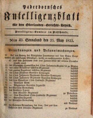 Paderbornsches Intelligenzblatt Samstag 25. Mai 1833