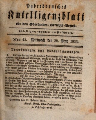 Paderbornsches Intelligenzblatt Mittwoch 29. Mai 1833