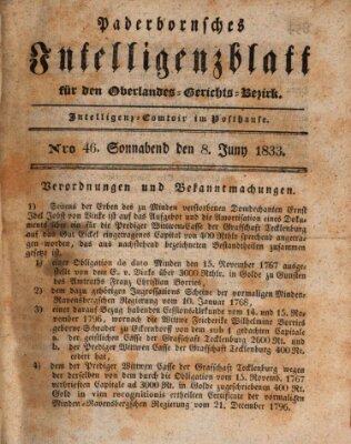 Paderbornsches Intelligenzblatt Samstag 8. Juni 1833