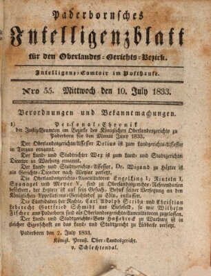 Paderbornsches Intelligenzblatt Mittwoch 10. Juli 1833