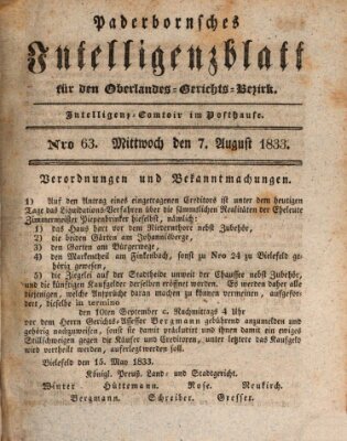 Paderbornsches Intelligenzblatt Mittwoch 7. August 1833