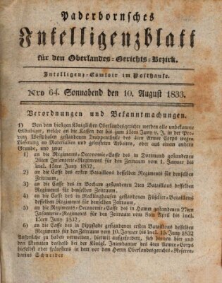 Paderbornsches Intelligenzblatt Samstag 10. August 1833