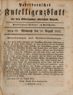 Paderbornsches Intelligenzblatt Mittwoch 28. August 1833