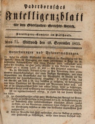 Paderbornsches Intelligenzblatt Mittwoch 18. September 1833