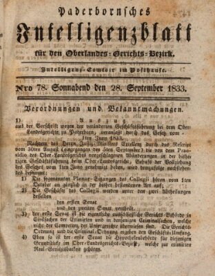 Paderbornsches Intelligenzblatt Samstag 28. September 1833