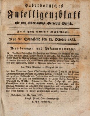 Paderbornsches Intelligenzblatt Samstag 12. Oktober 1833