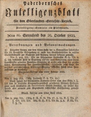 Paderbornsches Intelligenzblatt Samstag 26. Oktober 1833