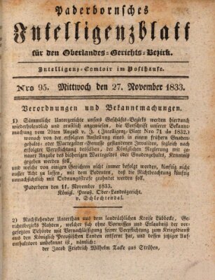 Paderbornsches Intelligenzblatt Mittwoch 27. November 1833