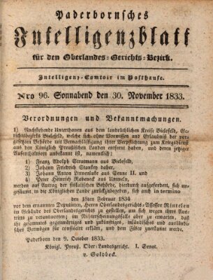 Paderbornsches Intelligenzblatt Samstag 30. November 1833