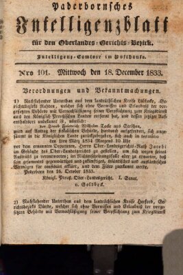 Paderbornsches Intelligenzblatt Mittwoch 18. Dezember 1833