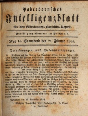 Paderbornsches Intelligenzblatt Samstag 21. Februar 1835