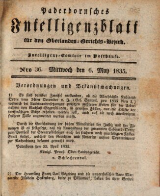 Paderbornsches Intelligenzblatt Mittwoch 6. Mai 1835