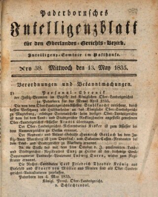 Paderbornsches Intelligenzblatt Mittwoch 13. Mai 1835