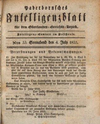 Paderbornsches Intelligenzblatt Samstag 4. Juli 1835