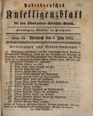 Paderbornsches Intelligenzblatt Mittwoch 8. Juli 1835