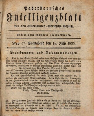 Paderbornsches Intelligenzblatt Samstag 18. Juli 1835