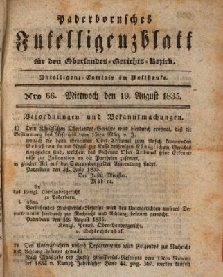 Paderbornsches Intelligenzblatt Mittwoch 19. August 1835