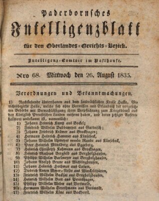 Paderbornsches Intelligenzblatt Mittwoch 26. August 1835