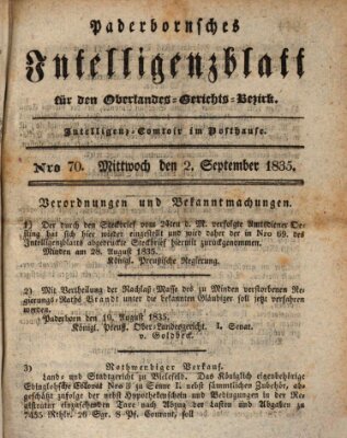 Paderbornsches Intelligenzblatt Mittwoch 2. September 1835