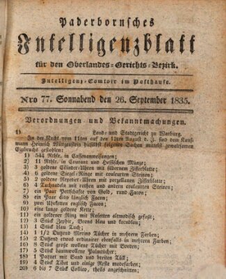 Paderbornsches Intelligenzblatt Samstag 26. September 1835