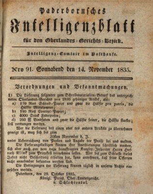 Paderbornsches Intelligenzblatt Samstag 14. November 1835