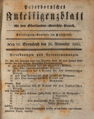 Paderbornsches Intelligenzblatt Samstag 28. November 1835