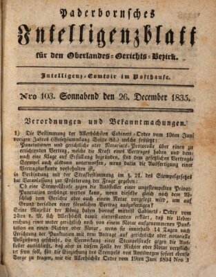 Paderbornsches Intelligenzblatt Samstag 26. Dezember 1835