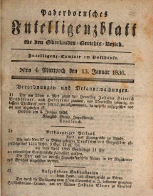 Paderbornsches Intelligenzblatt Mittwoch 13. Januar 1836