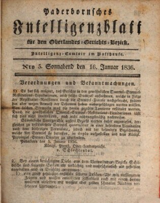 Paderbornsches Intelligenzblatt Samstag 16. Januar 1836