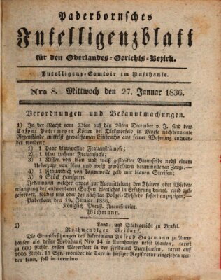 Paderbornsches Intelligenzblatt Mittwoch 27. Januar 1836