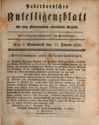 Paderbornsches Intelligenzblatt Samstag 30. Januar 1836