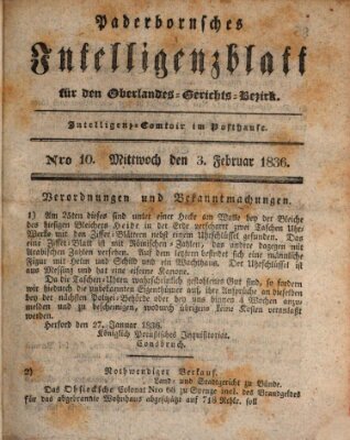 Paderbornsches Intelligenzblatt Mittwoch 3. Februar 1836