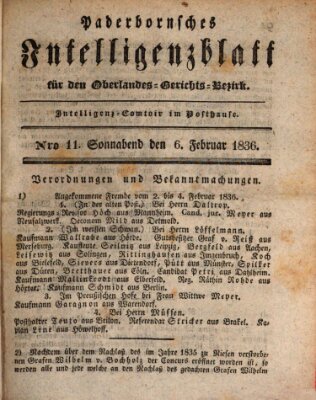 Paderbornsches Intelligenzblatt Samstag 6. Februar 1836