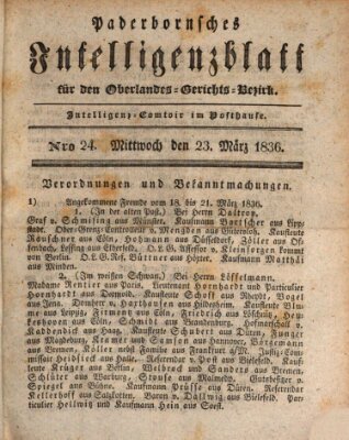 Paderbornsches Intelligenzblatt Mittwoch 23. März 1836