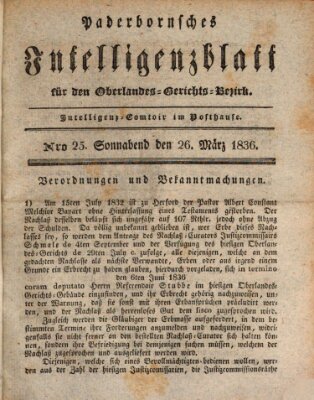 Paderbornsches Intelligenzblatt Samstag 26. März 1836