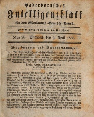 Paderbornsches Intelligenzblatt Mittwoch 6. April 1836