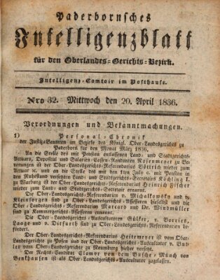 Paderbornsches Intelligenzblatt Mittwoch 20. April 1836