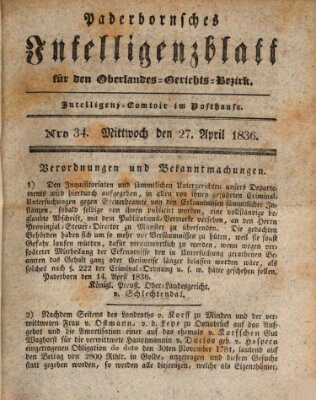 Paderbornsches Intelligenzblatt Mittwoch 27. April 1836