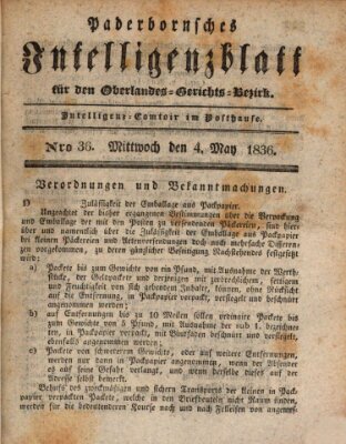 Paderbornsches Intelligenzblatt Mittwoch 4. Mai 1836