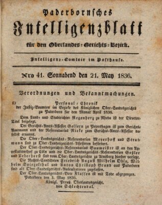 Paderbornsches Intelligenzblatt Samstag 21. Mai 1836